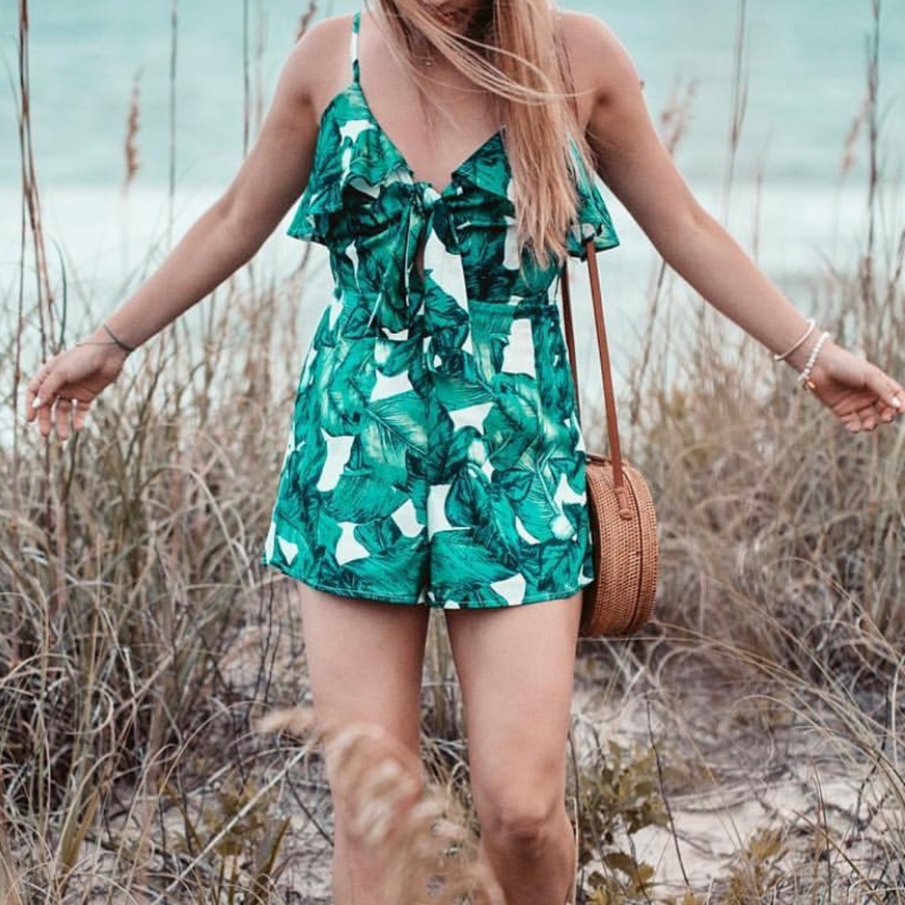 Banana Leaf Print Romper